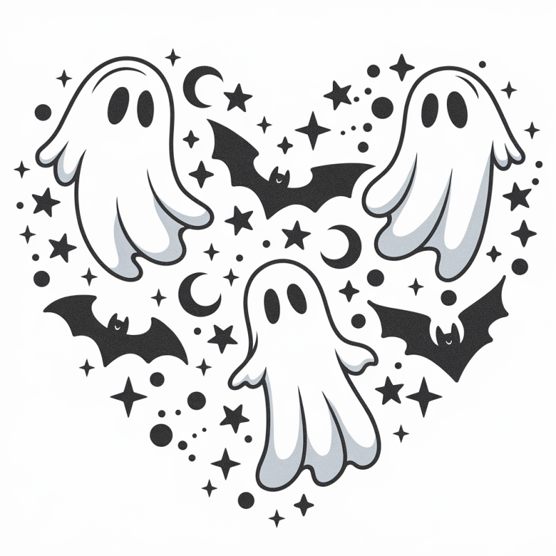 Cute Ghosts and Bats Halloween T-Shirt