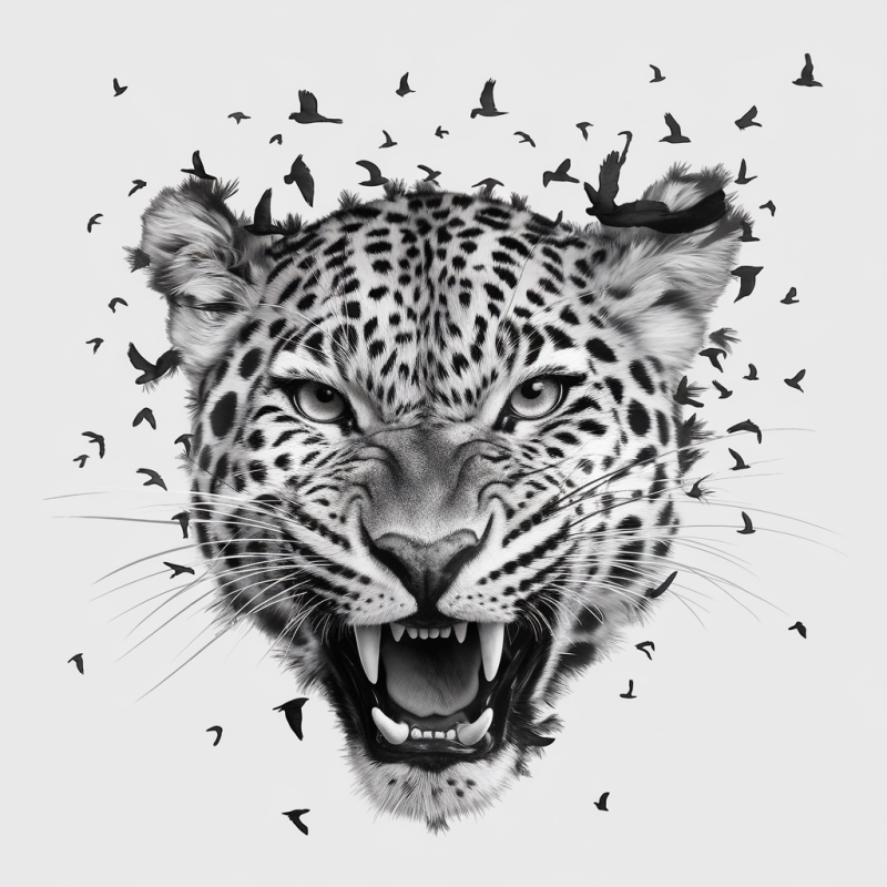 Leopard Roaring Graphic T-Shirt