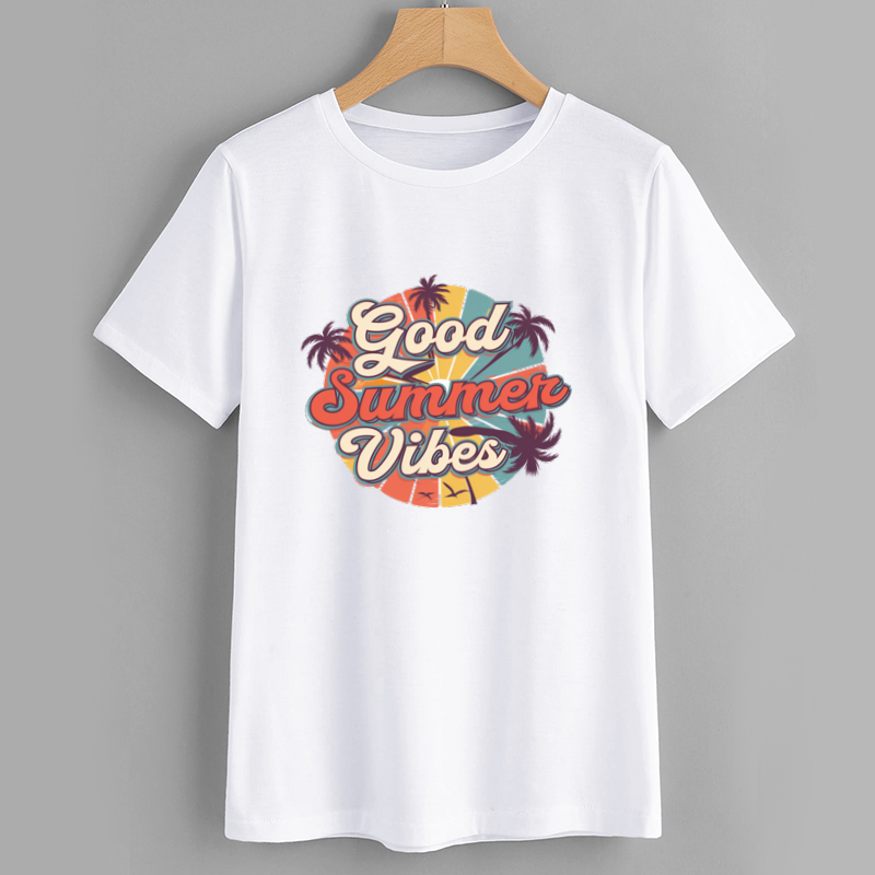 Retro Good Summer Vibes Cotton Graphic T-Shirt