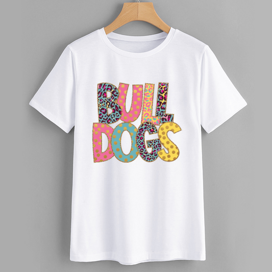 Colorful Bulldog Graphic T-Shirt