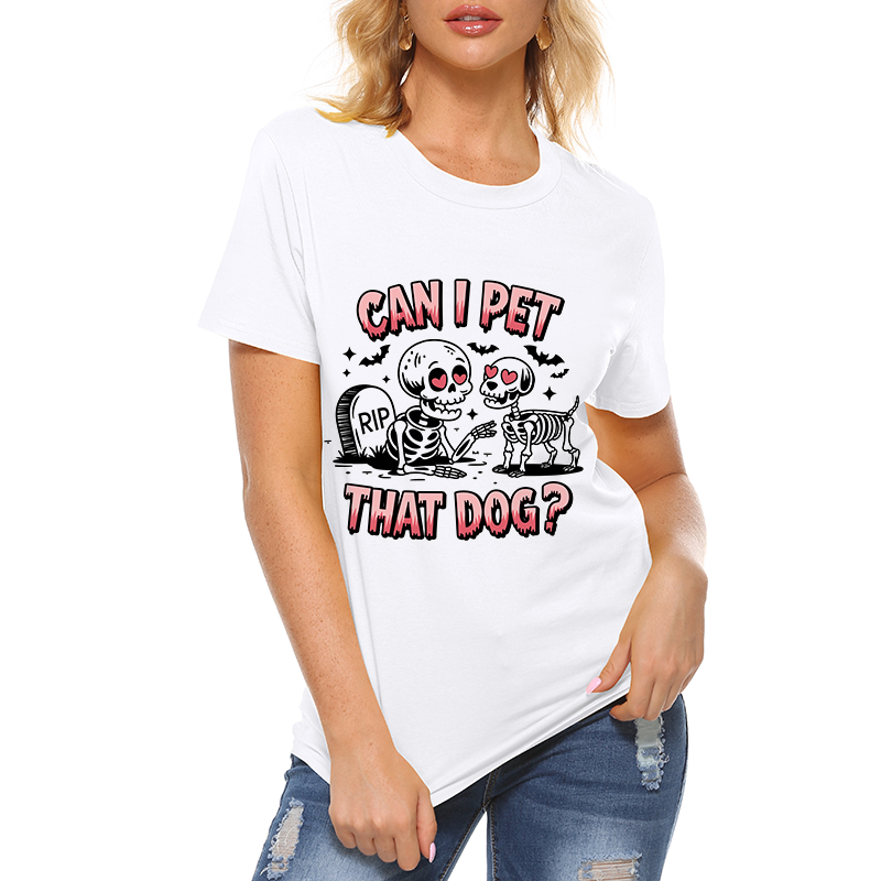Halloween Pattern 'Can I Pet That Dog' T-Shirt