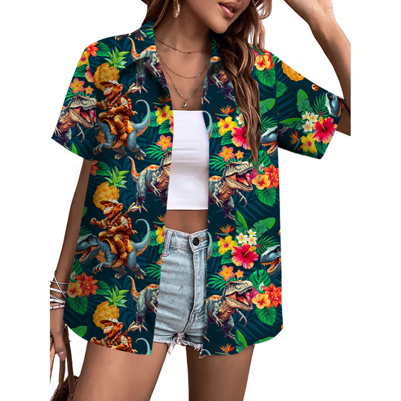 Hawaiian Fun Dinosaur Pattern Shirt