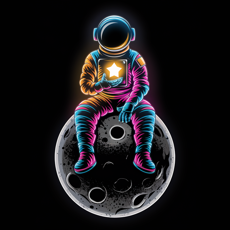 Colorful Astronaut Moon Graphic T-Shirt