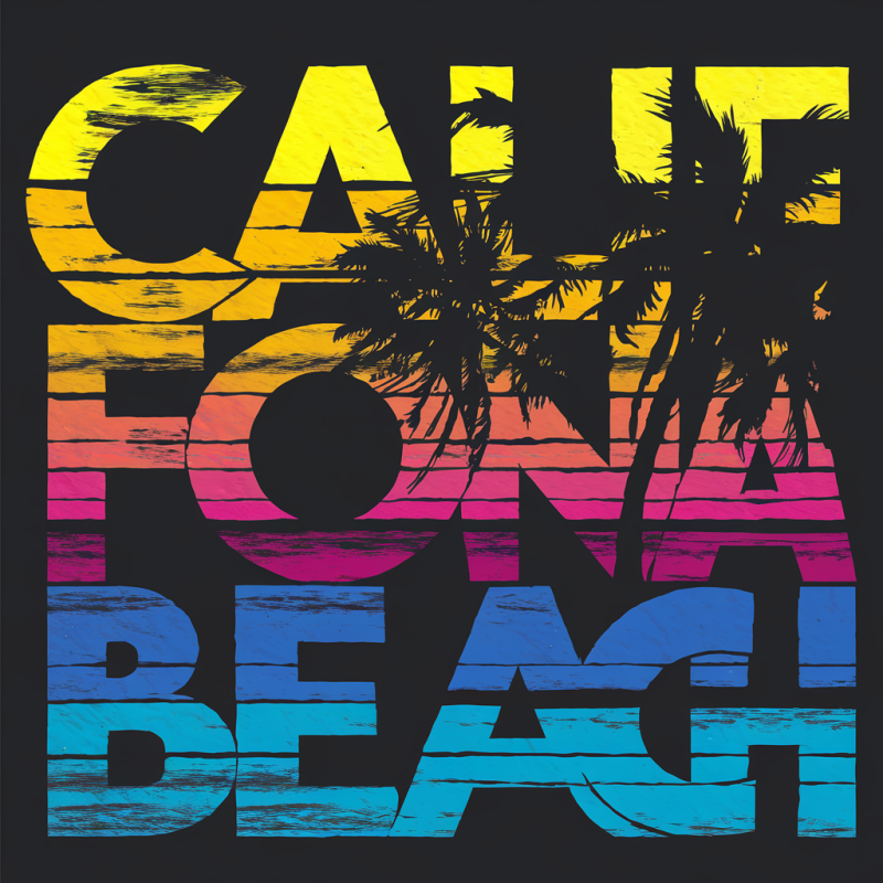 Retro California Beach Sunset Cotton T-Shirt