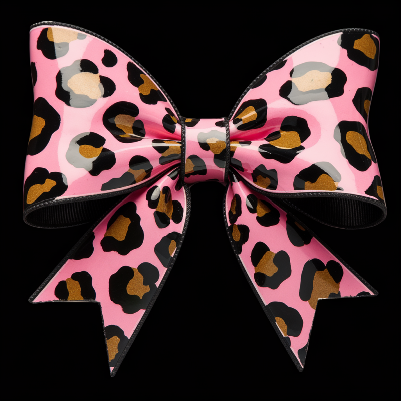 Leopard Print Pink Bow Graphic T-Shirt