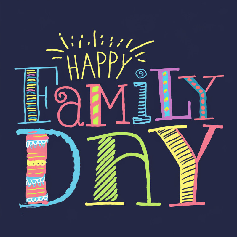 Happy Family Day Colorful Graphic T-Shirt