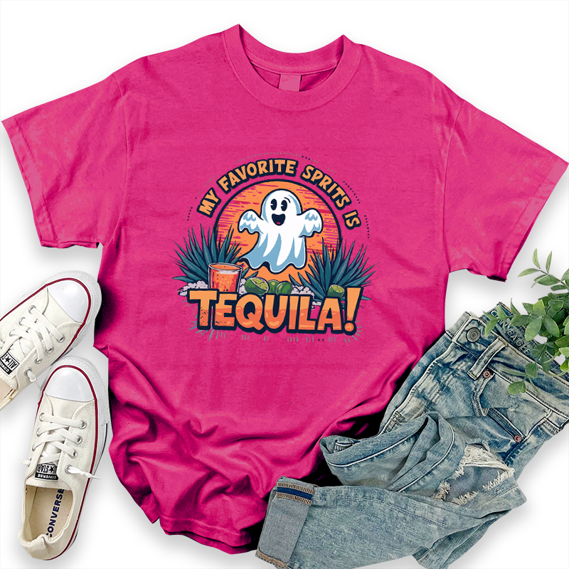 Funny Halloween T-Shirt with Wine Glass and Ghost Design