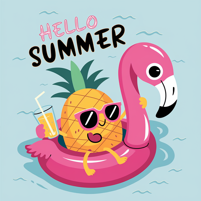 Pineapple Flamingo Graphic Print T-shirt