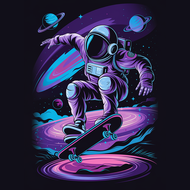 Galactic Skateboarder Astronaut T-Shirt