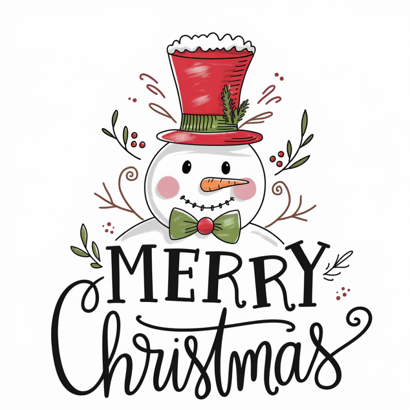 Merry Christmas Snowman Graphic T-Shirt