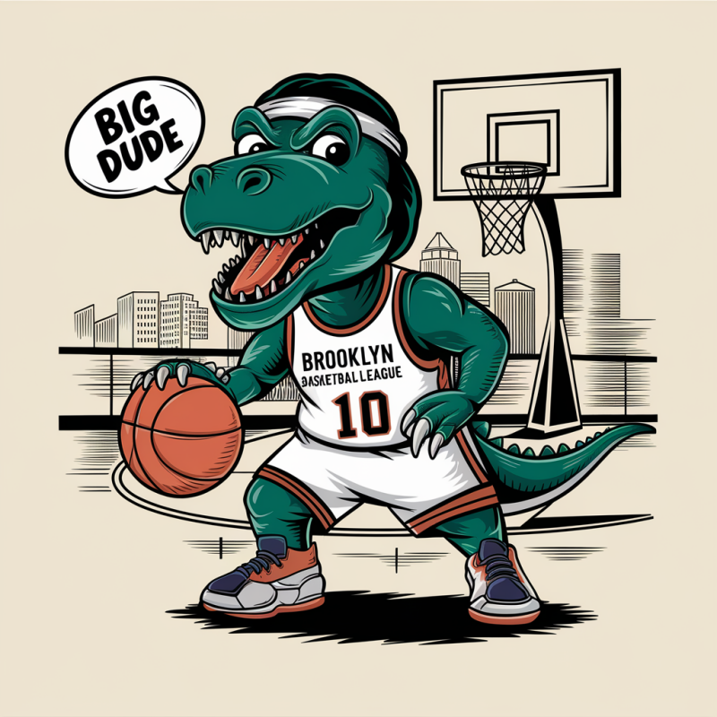 Brooklyn Dinosaur Basketball T-Shirt for Kids