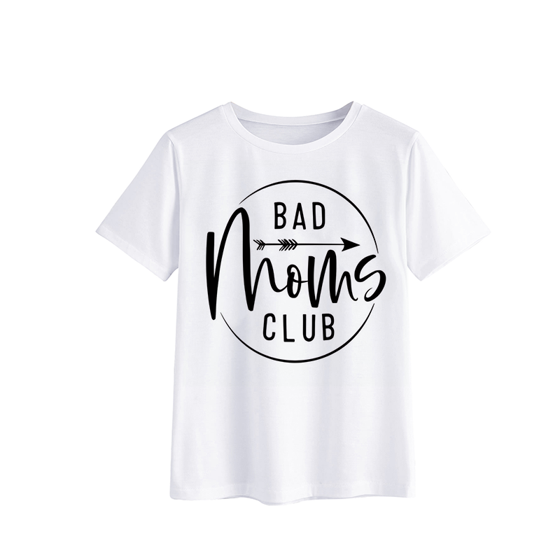 Bad Moms Club Graphic T-Shirt - Fun White Tee for Moms