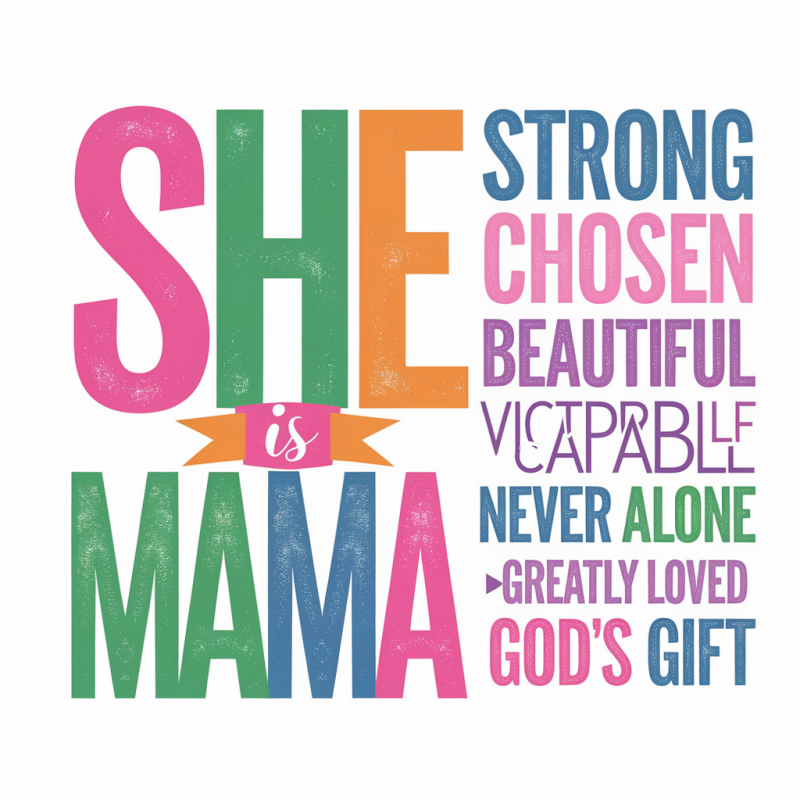 Mama Colorful Inspirational Quote Cotton T-Shirt