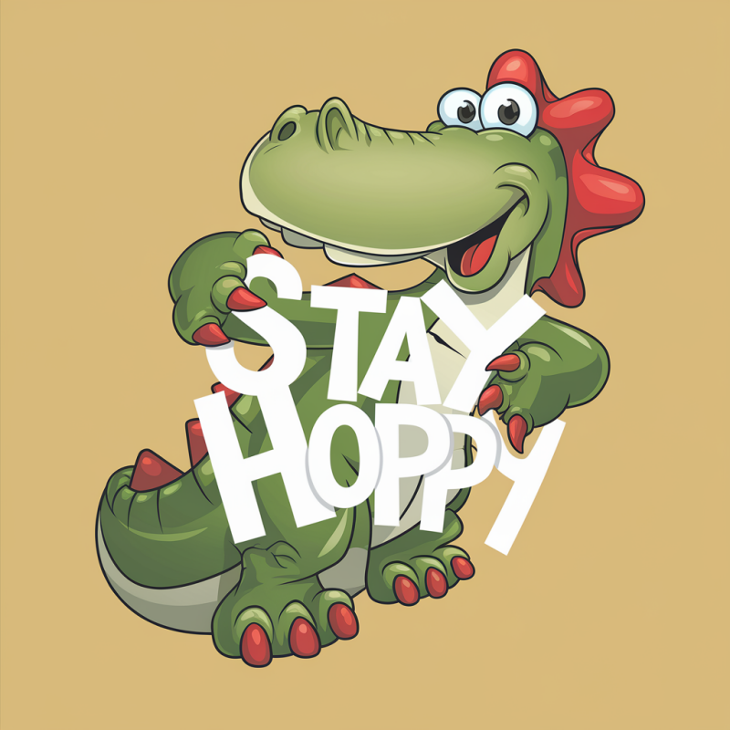 Stay Hoppy Cartoon Dinosaur Graphic T-Shirt