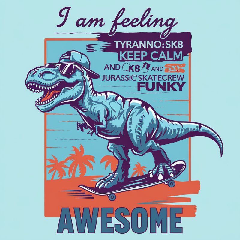 Urban Skateboard Dinosaur Graphic Cotton T-Shirt