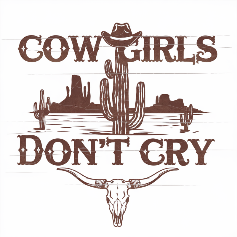 Retro Cowgirl Cactus Graphic Cotton T-Shirt