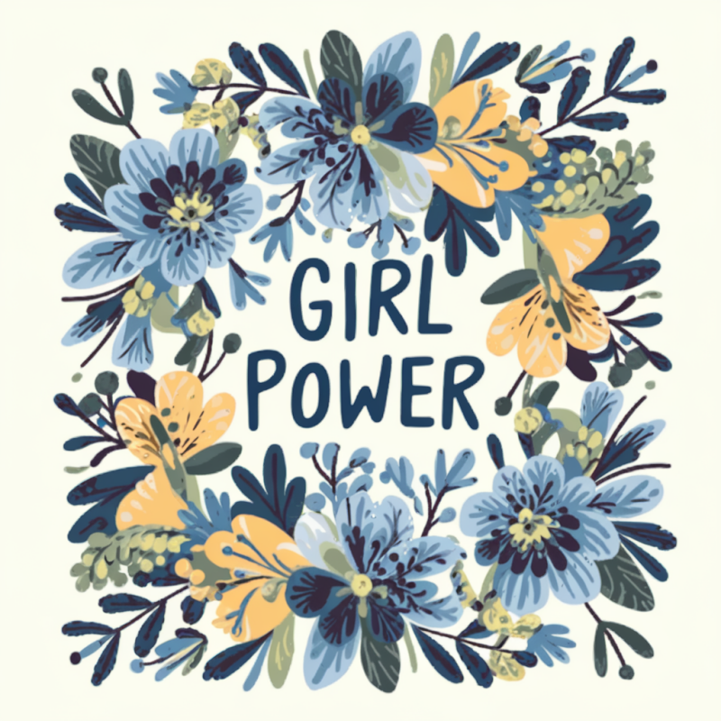 BloomChic Girl Power Floral Graphic Cotton T-Shirt