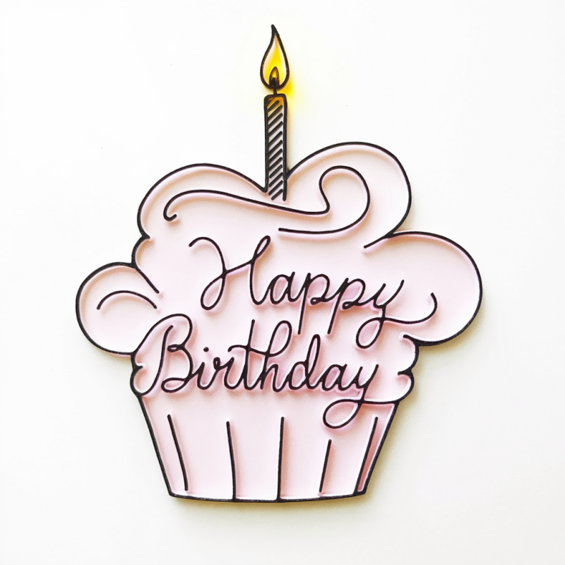 Cotton Birthday Cupcake Graphic T-Shirt