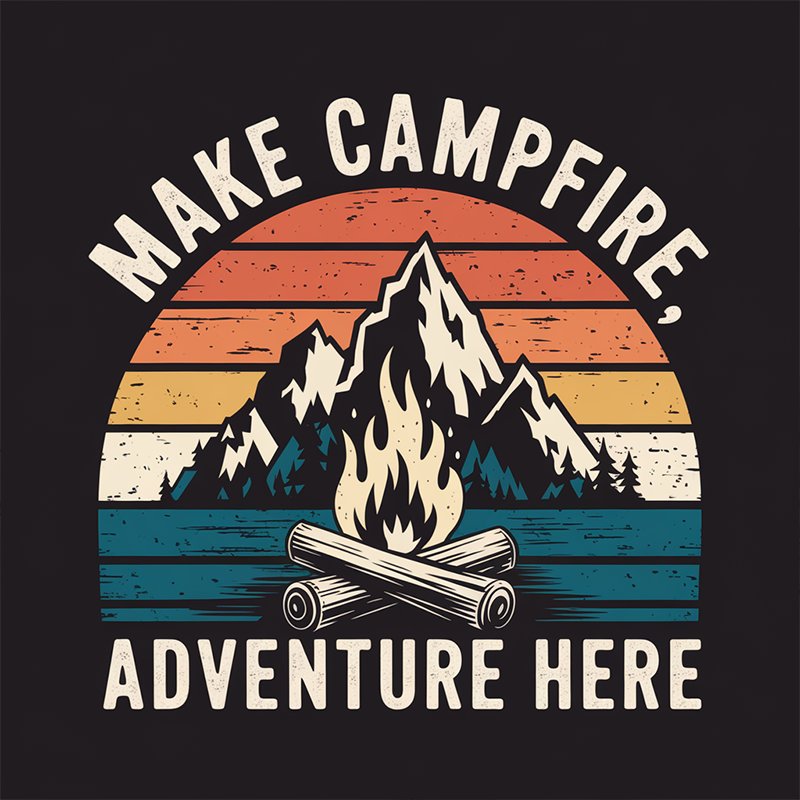 Outdoor Camping Graphic Top "Make Campfire, Adventure Here" T-Shirt