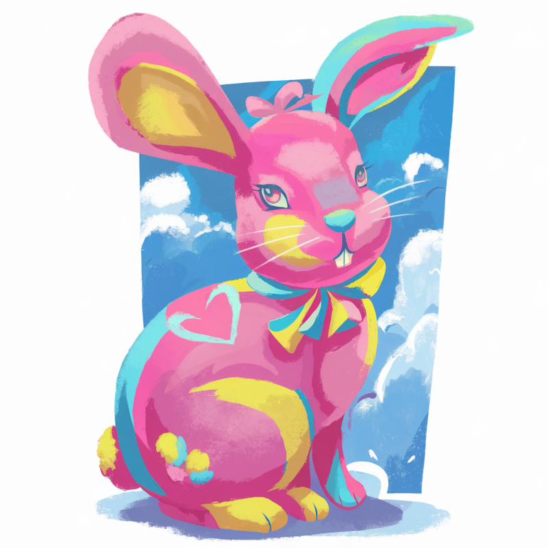 Colorful Pink Bunny Graphic T-Shirt