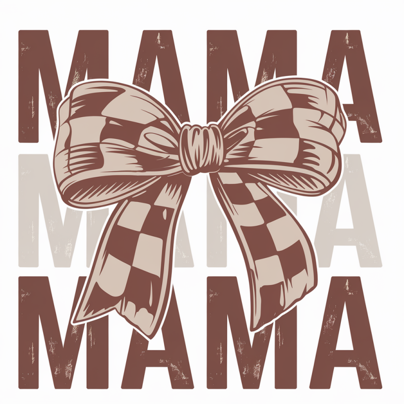 Cotton MAMA Graphic T-Shirt with Brown Bow