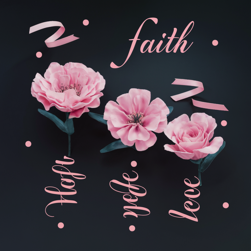 Floral Faith Love Graphic Black T-Shirt