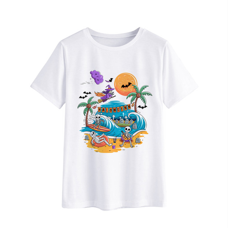 Halloween Surfing Skeleton Graphic Tee
