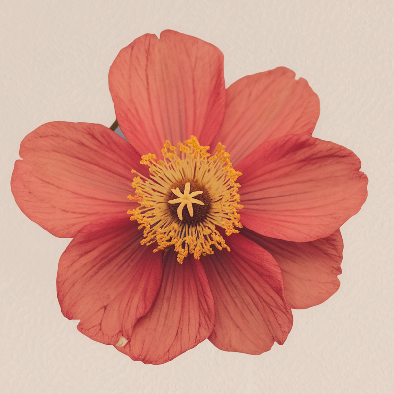 Floral Print Cotton T-Shirt with Red Flower Design