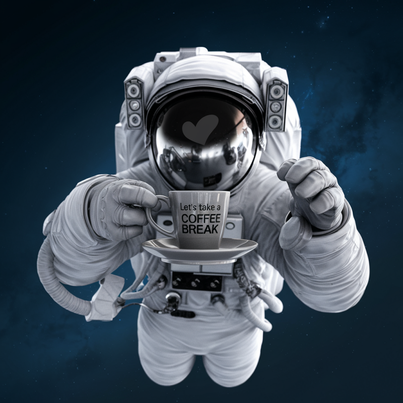Space Astronaut Coffee Break Graphic T-Shirt
