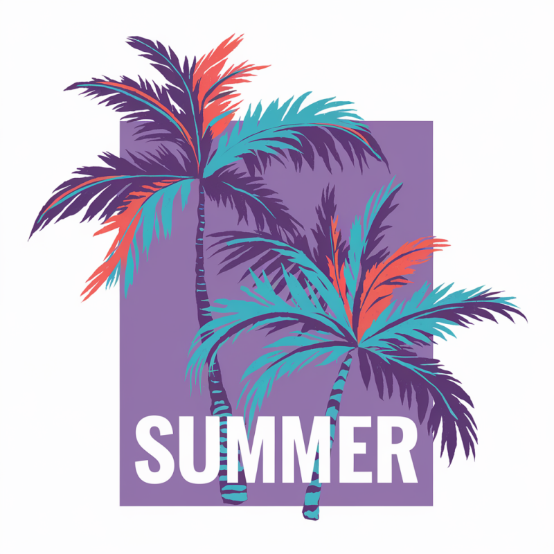 Tropical Summer Palm Tree Graphic T-Shirt