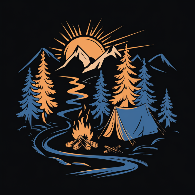 Mountain Sunrise Camping Graphic T-Shirt