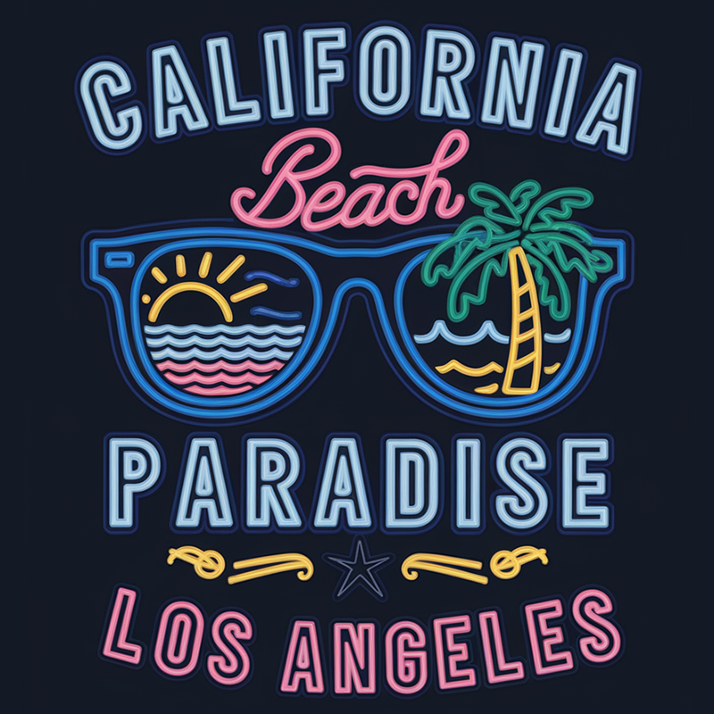 California Beach Paradise Graphic T-shirt