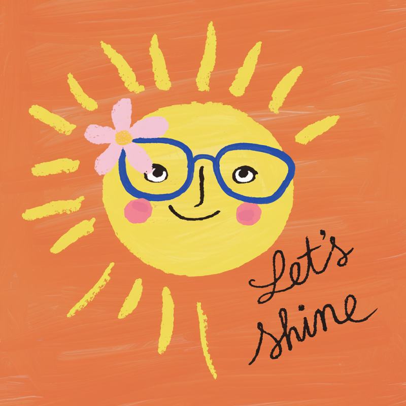 Sunny Face Graphic T-Shirt with Quote