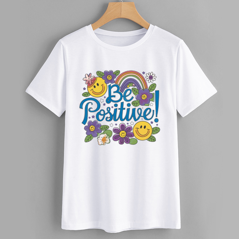 Be Positive Rainbow Graphic T-Shirt