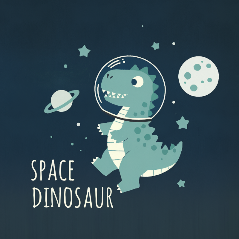 Space Dinosaur Graphic T-Shirt for Kids