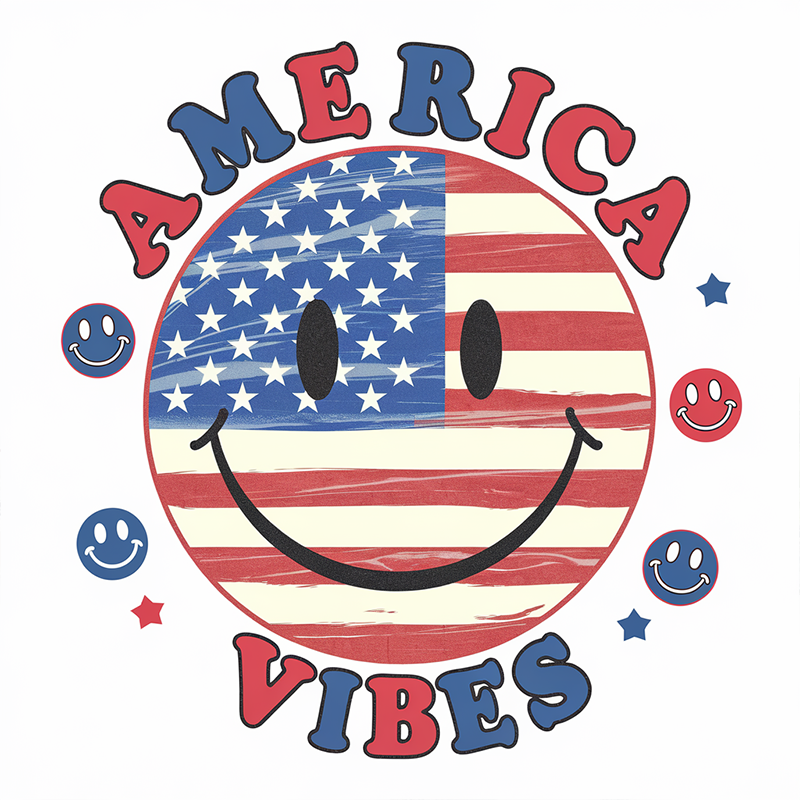 Independence Day Smiley Print T-shirt