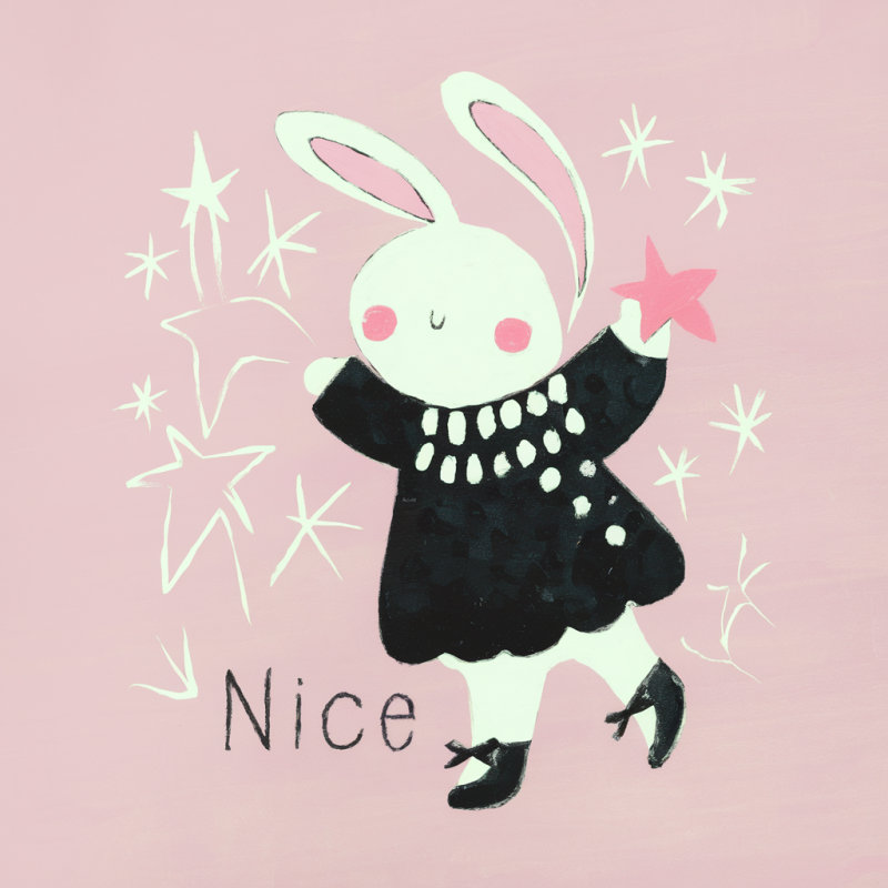 Cute Rabbit Graphic T-Shirt with Star Design