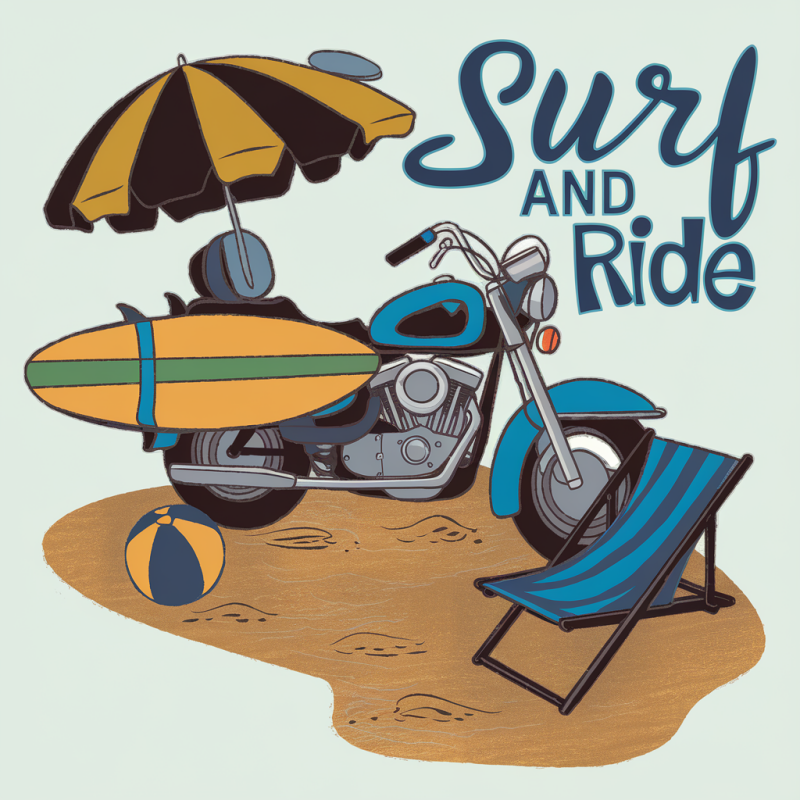 Summer Beach Motorcycle Graphic T-Shirt