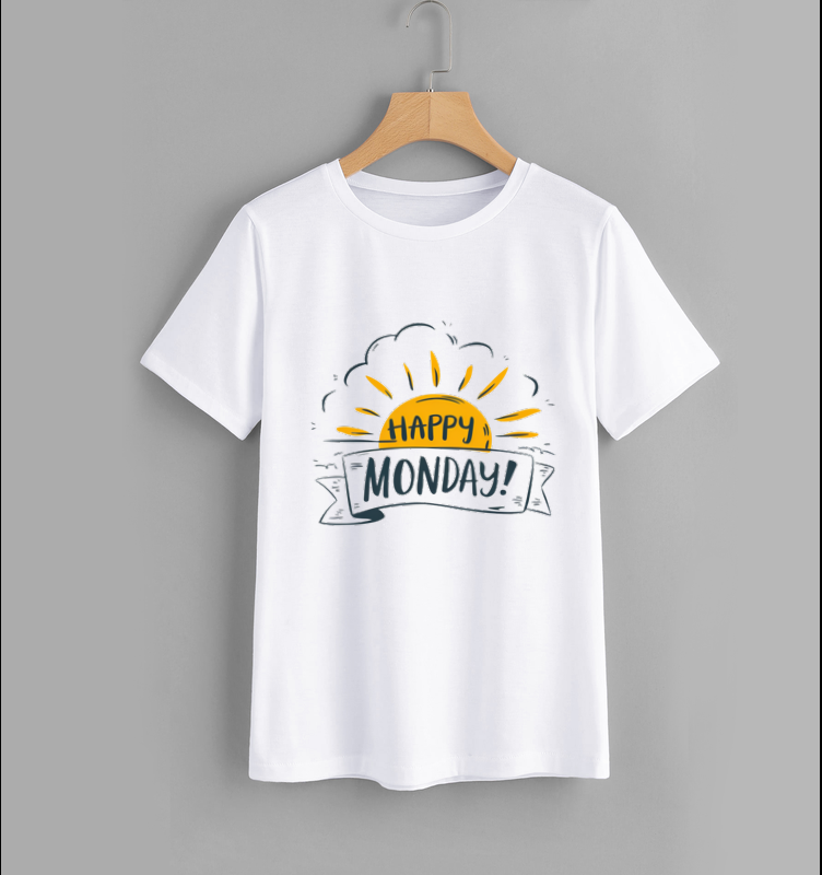 Happy Monday Graphic Tee - Motivational Casual Shirt for Everyday Wear