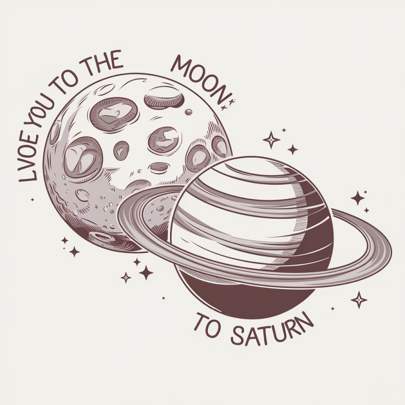 Cosmic Cotton White Moon Saturn T-shirt