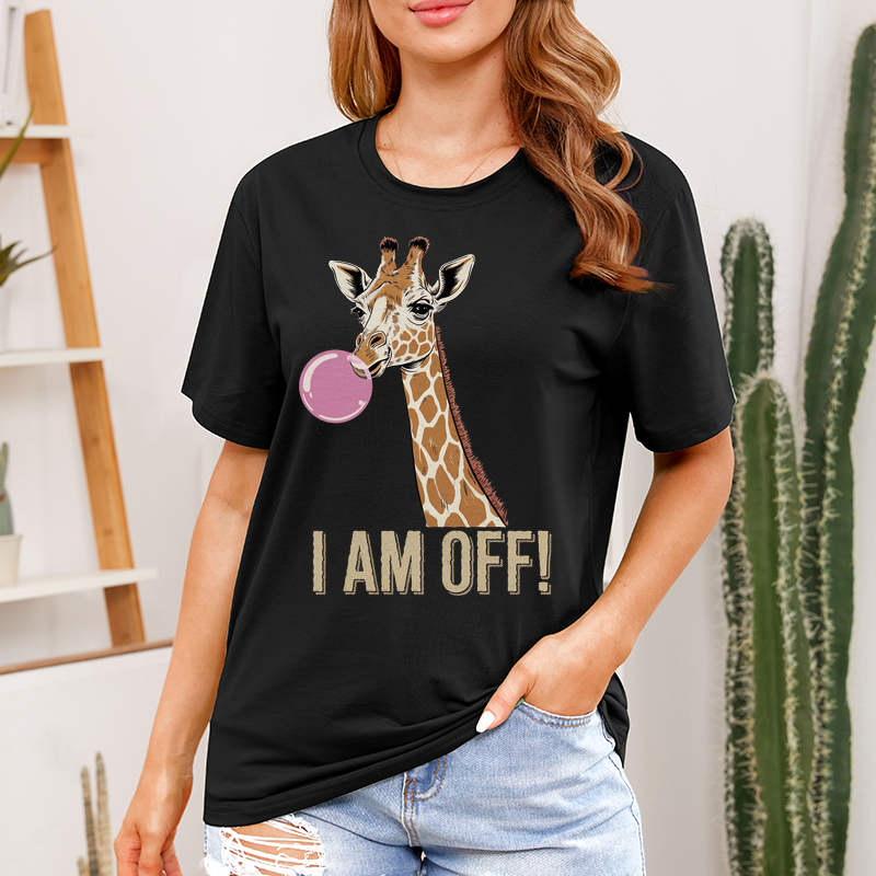 Casual Pattern Top - 'I Am Off' T-Shirt