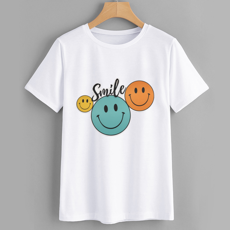 Smile Graphic Cotton T-Shirt Casual Tee