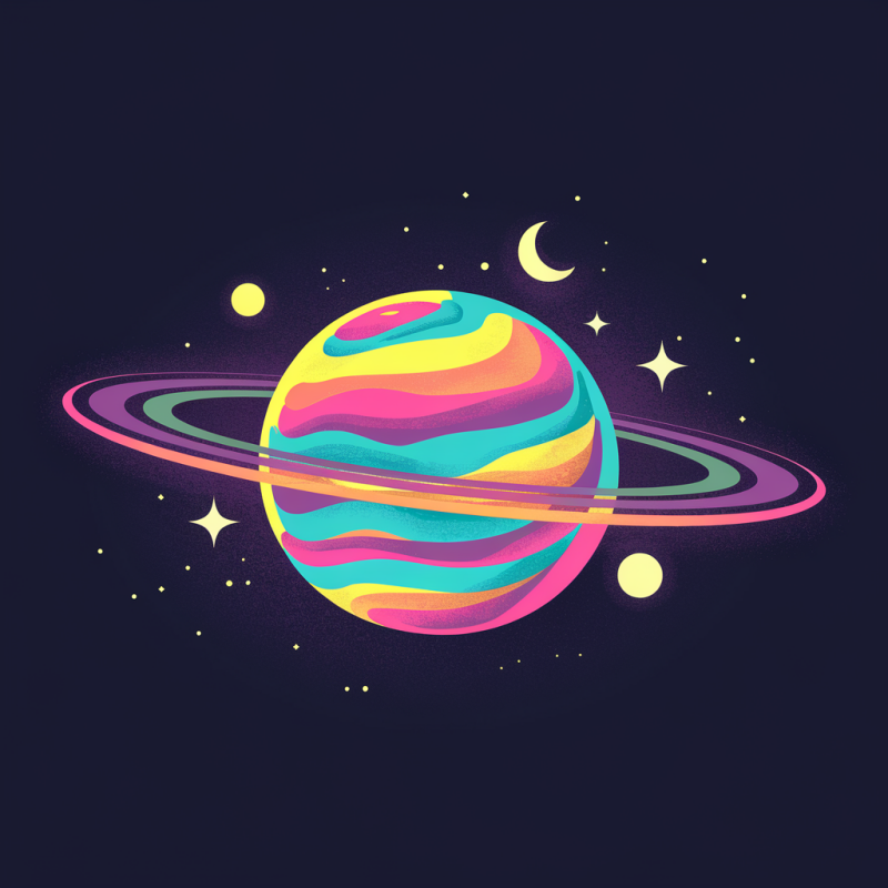Colorful Planet Graphic T-Shirt