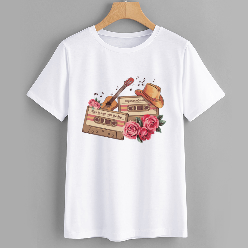 Retro Music Vintage Cassette Floral T-Shirt