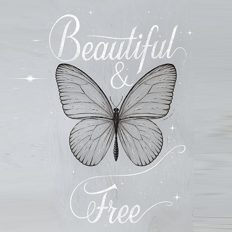 Beautiful & Free Butterfly Graphic T-Shirt