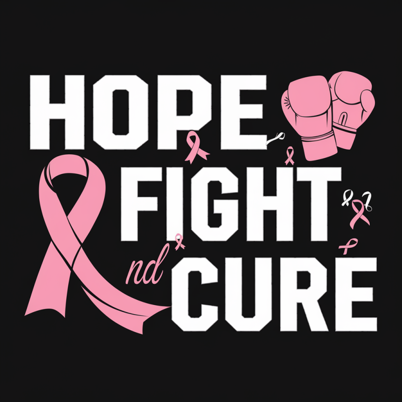 Hope Fight Cure Pink Ribbon Cotton T-Shirt