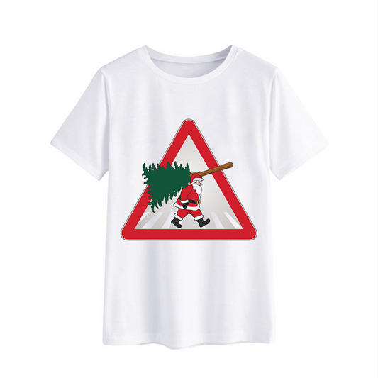 Santa Claus Carrying Christmas Tree Graphic Tee