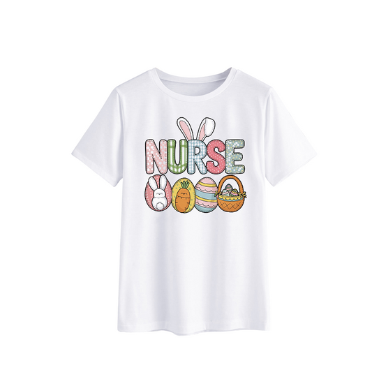 Easter Nurse Graphic T-Shirt with Bunny and Eggs