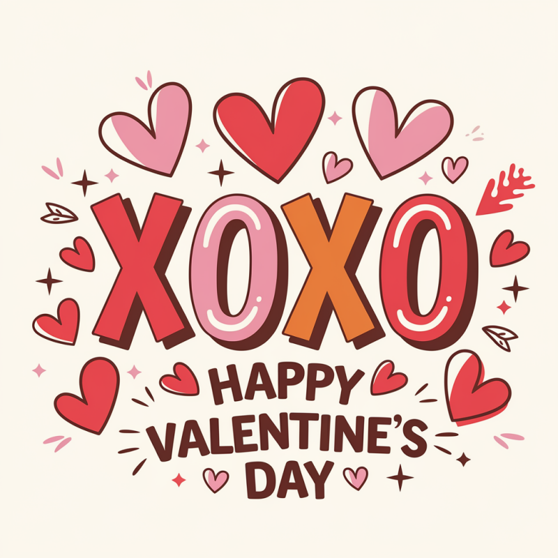 XOXO Happy Valentine's Day Graphic T-Shirt