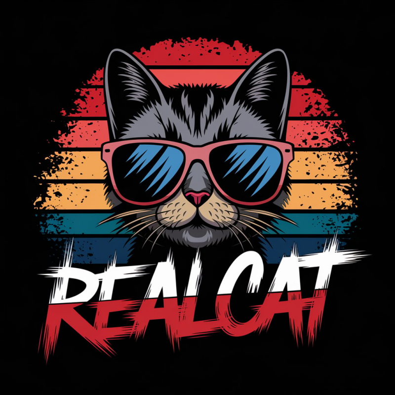 Cool Real Cat Graphic T-Shirt